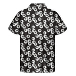 Black And White Eyeball Pattern Print Men's Short Sleeve Shirt