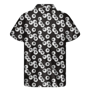 Black And White Eyeball Pattern Print Men's Short Sleeve Shirt