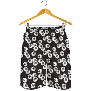 Black And White Eyeball Pattern Print Men's Shorts