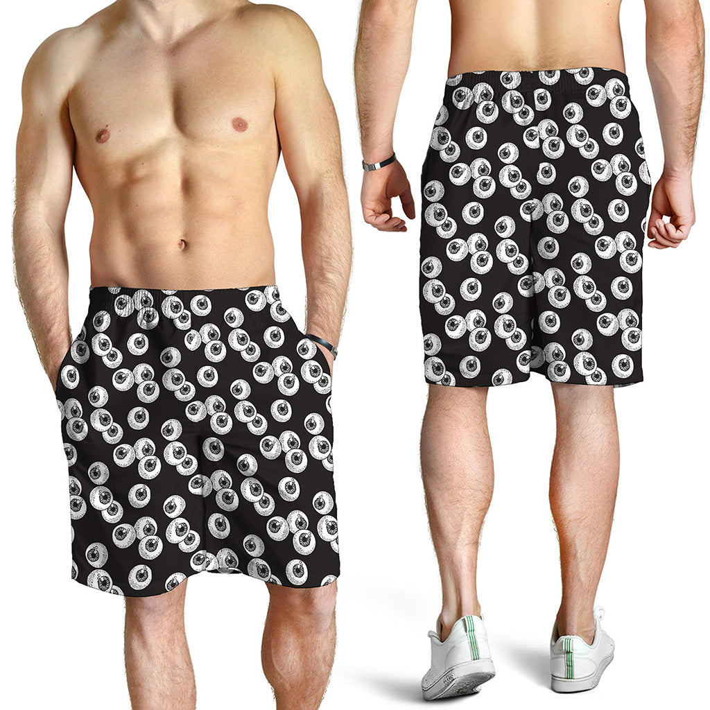 Black And White Eyeball Pattern Print Men's Shorts