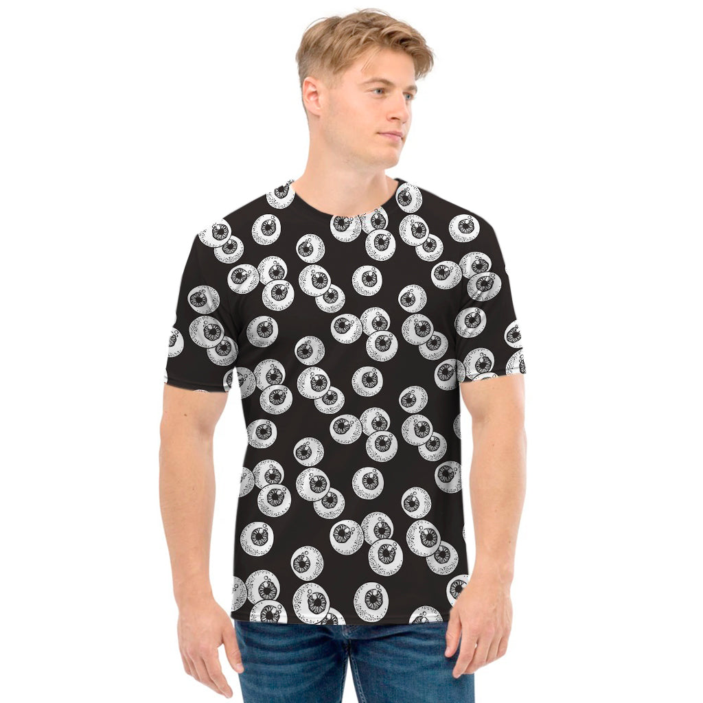 Black And White Eyeball Pattern Print Men's T-Shirt