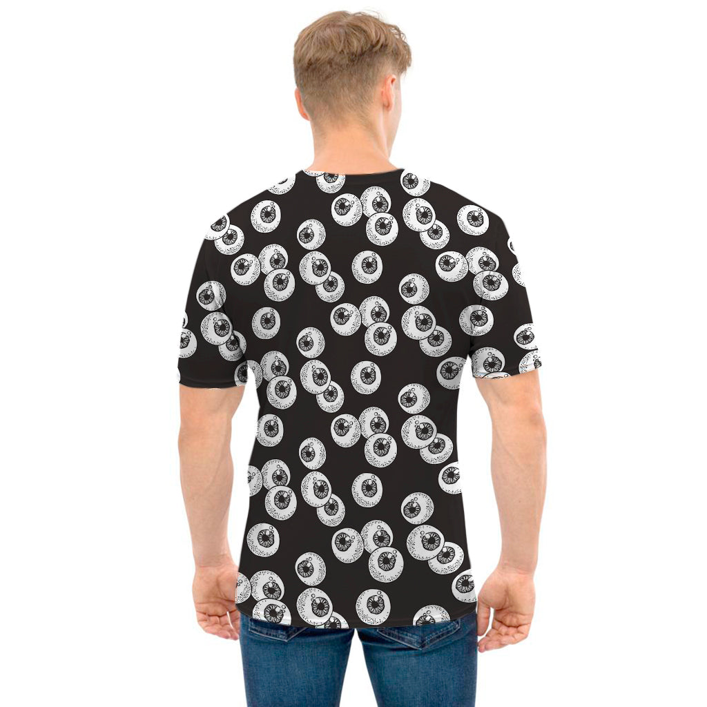 Black And White Eyeball Pattern Print Men's T-Shirt