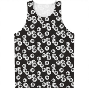 Black And White Eyeball Pattern Print Men's Tank Top