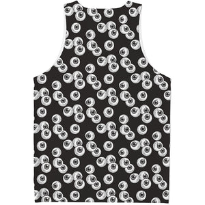 Black And White Eyeball Pattern Print Men's Tank Top