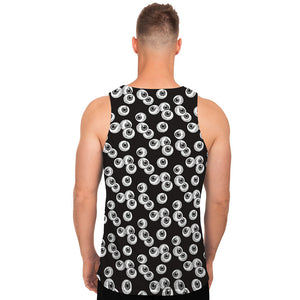 Black And White Eyeball Pattern Print Men's Tank Top