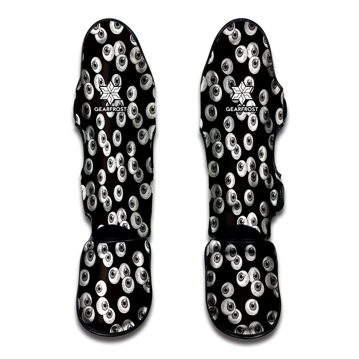 Black And White Eyeball Pattern Print Muay Thai Shin Guard