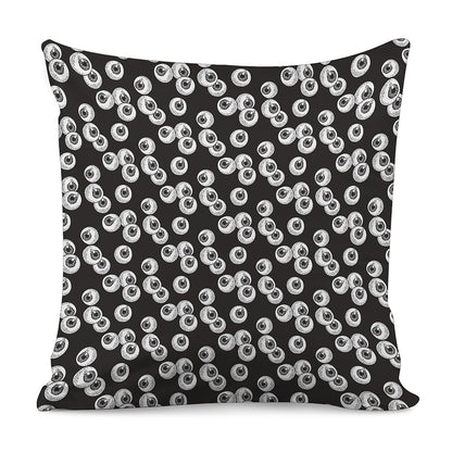 Black And White Eyeball Pattern Print Pillow Cover