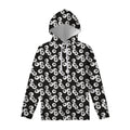 Black And White Eyeball Pattern Print Pullover Hoodie