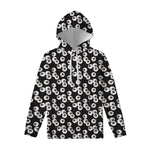 Black And White Eyeball Pattern Print Pullover Hoodie