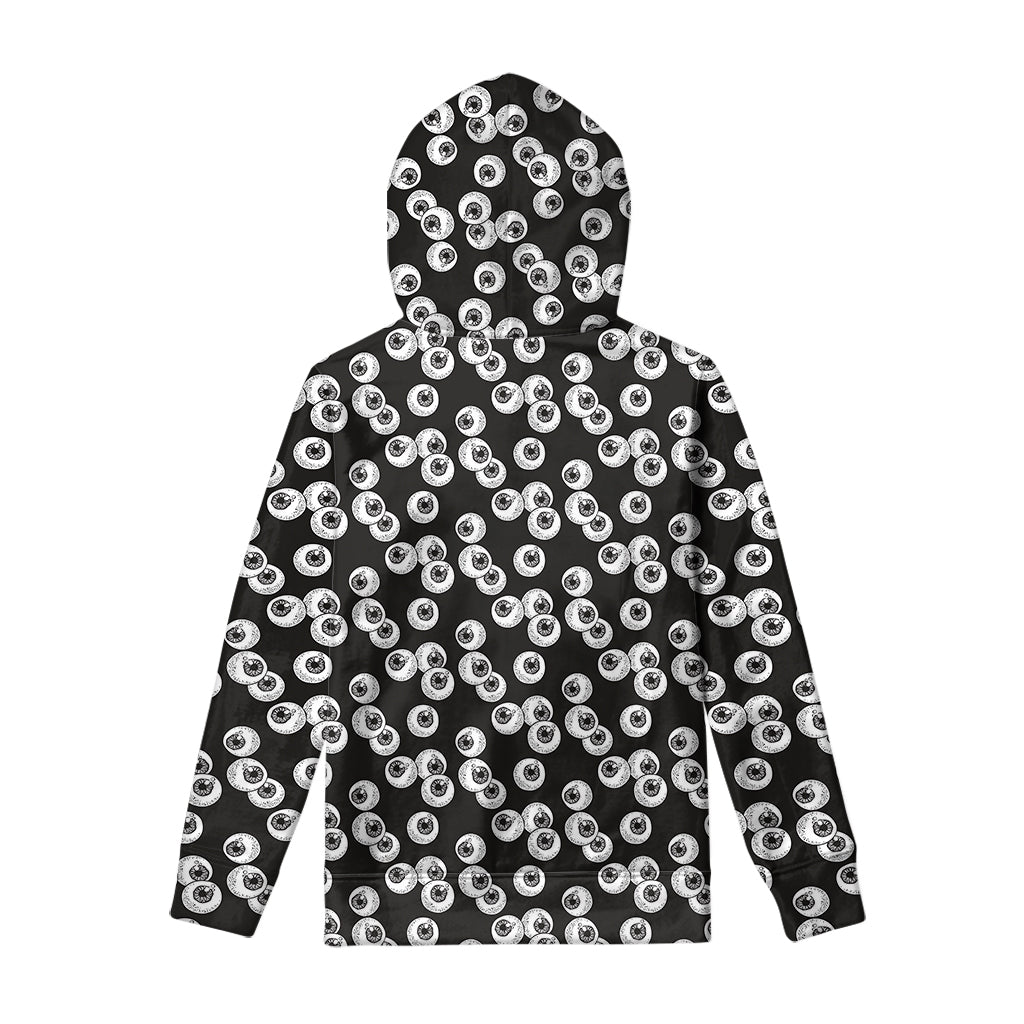 Black And White Eyeball Pattern Print Pullover Hoodie