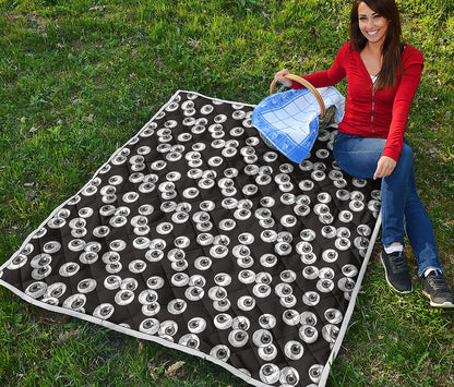 Black And White Eyeball Pattern Print Quilt