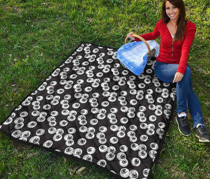 Black And White Eyeball Pattern Print Quilt