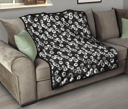 Black And White Eyeball Pattern Print Quilt
