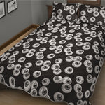 Black And White Eyeball Pattern Print Quilt Bed Set