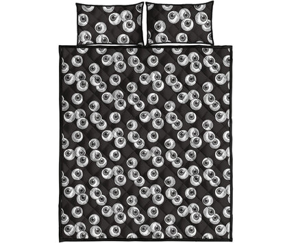 Black And White Eyeball Pattern Print Quilt Bed Set