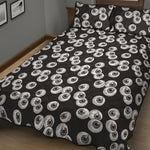Black And White Eyeball Pattern Print Quilt Bed Set