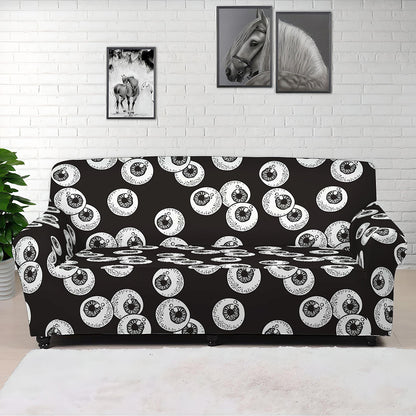 Black And White Eyeball Pattern Print Sofa Cover