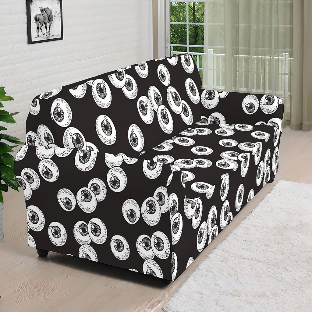 Black And White Eyeball Pattern Print Sofa Cover