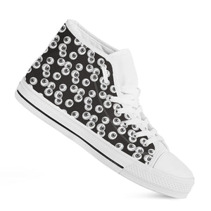 Black And White Eyeball Pattern Print White High Top Shoes