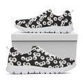 Black And White Eyeball Pattern Print White Running Shoes