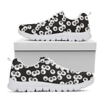 Black And White Eyeball Pattern Print White Sneakers