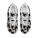 Black And White Eyeball Pattern Print White Sneakers