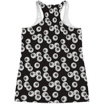 Black And White Eyeball Pattern Print Women's Racerback Tank Top