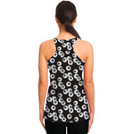 Black And White Eyeball Pattern Print Women's Racerback Tank Top