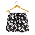 Black And White Eyeball Pattern Print Women's Shorts