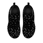 Black And White Feather Pattern Print Black Sneakers