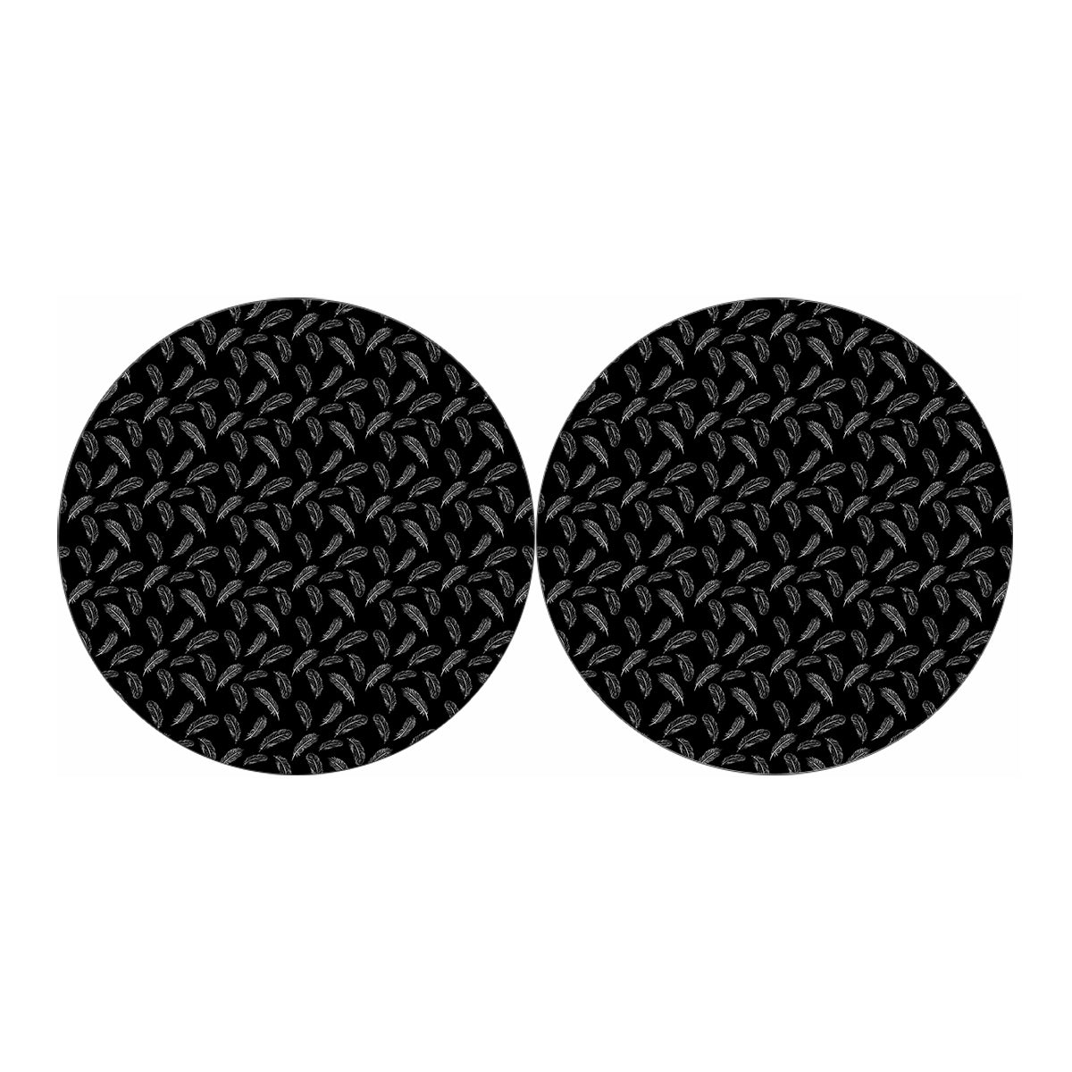 Black And White Feather Pattern Print Car Coasters