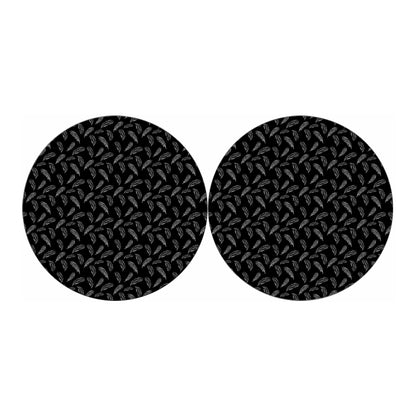 Black And White Feather Pattern Print Car Coasters