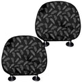 Black And White Feather Pattern Print Car Headrest Covers