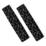 Black And White Feather Pattern Print Car Seat Belt Covers