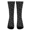 Black And White Feather Pattern Print Crew Socks