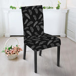 Black And White Feather Pattern Print Dining Chair Slipcover