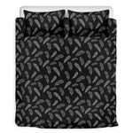 Black And White Feather Pattern Print Duvet Cover Bedding Set