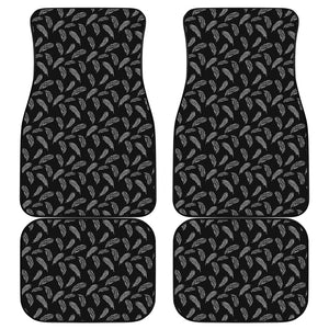 Black And White Feather Pattern Print Front and Back Car Floor Mats