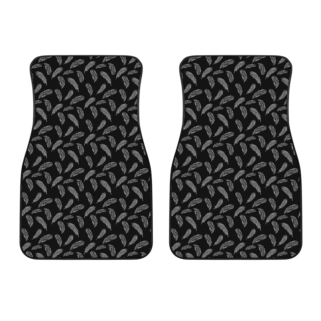 Black And White Feather Pattern Print Front Car Floor Mats
