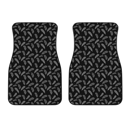 Black And White Feather Pattern Print Front Car Floor Mats