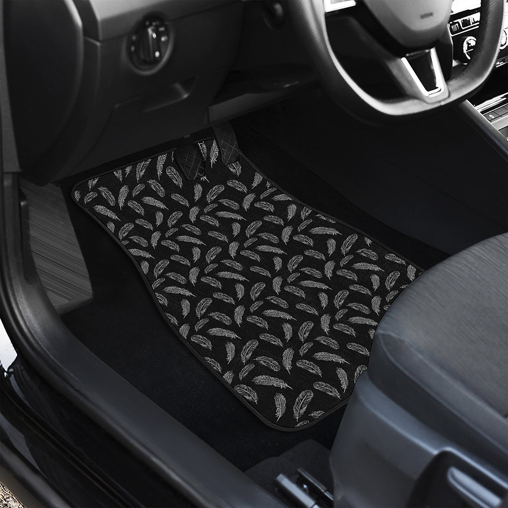 Black And White Feather Pattern Print Front Car Floor Mats