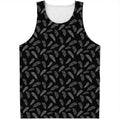 Black And White Feather Pattern Print Men's Tank Top