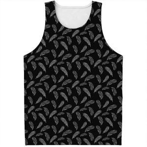 Black And White Feather Pattern Print Men's Tank Top