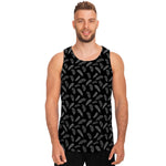 Black And White Feather Pattern Print Men's Tank Top