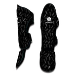 Black And White Feather Pattern Print Muay Thai Shin Guard