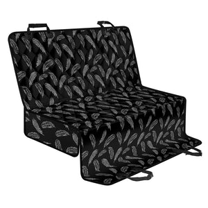 Black And White Feather Pattern Print Pet Car Back Seat Cover