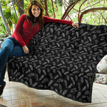 Black And White Feather Pattern Print Quilt