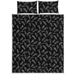 Black And White Feather Pattern Print Quilt Bed Set