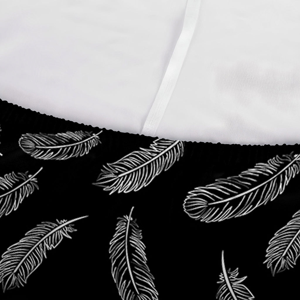 Black And White Feather Pattern Print Sofa Cover