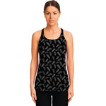 Black And White Feather Pattern Print Women's Racerback Tank Top